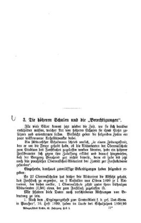 Die höheren Schulen und die "Berechtigungen" : Sprechsaal