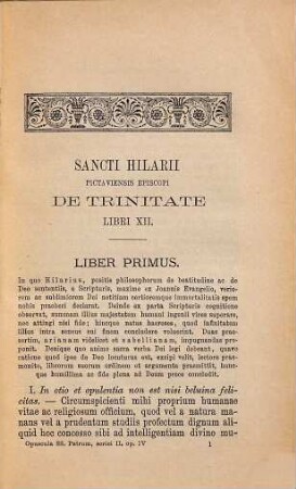 Sancti Hilarii Pictaviensis episcopi De trinitate libri XII