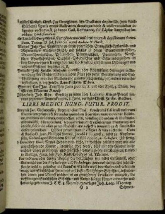 Libri Medici Nund. Futur. Prodit.