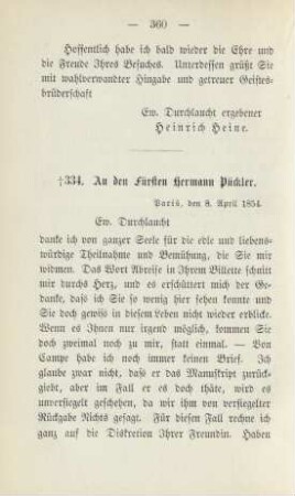 334. An den Fürsten Hermann Pückler