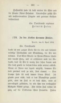 334. An den Fürsten Hermann Pückler