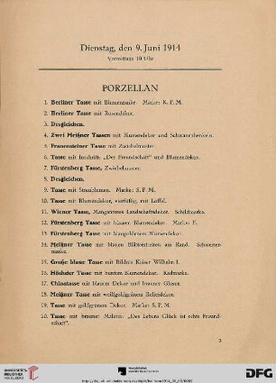 Porzellan (Nr. 1-51)