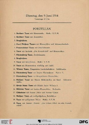 Porzellan (Nr. 1-51)