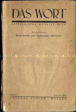 Literarische Monatsschrift Das Wort, Jg. 1937