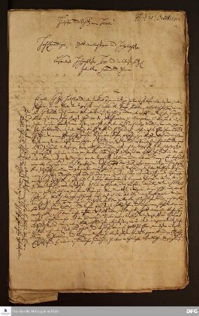 Brief von Heinrich Rincke an August Hermann Francke.