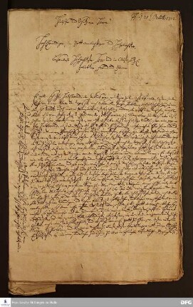 Brief von Heinrich Rincke an August Hermann Francke.