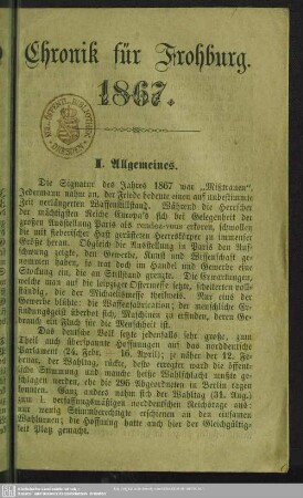 1867: Chronik von Frohburg und Umgebung