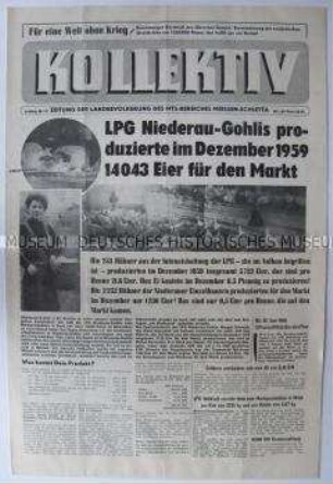 Zeitung für den MTS-Bereich Meissen-Schletta u.a. über herausragende Produktionsergebnisse
