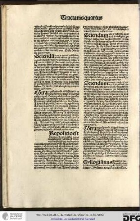 [P]ropositio est. Sciendum est primo quod iste est quartus tractatus in quo videndum est de formatione syllogismorum kathegoreumaticorum...