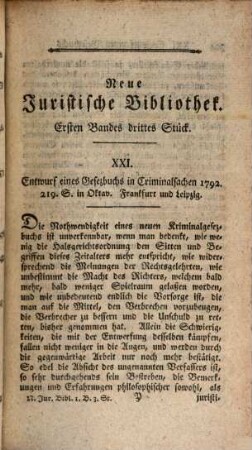 Neue juristische Bibliothek. 1,3. 1792 = Juristische Bibliothek Bd. 3,3