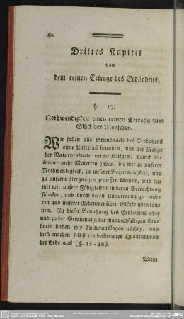 Drittes Kapitel von dem reinen Ertrage des Erdbodens