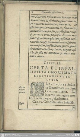 Caput II. Certa Et Infallibilia Gnorismata Electionis Et Salutis
