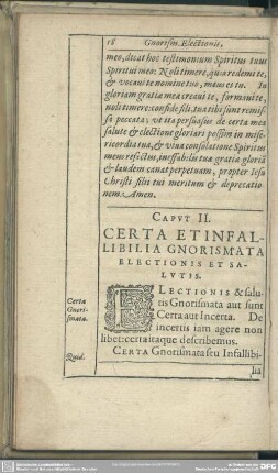 Caput II. Certa Et Infallibilia Gnorismata Electionis Et Salutis