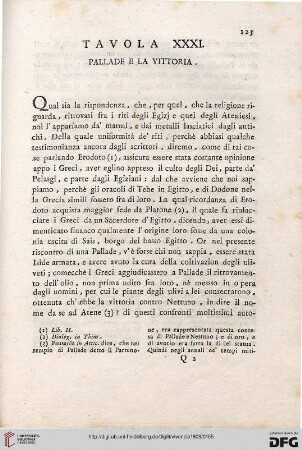 Tavola XXXI: Pallade e la Vittoria