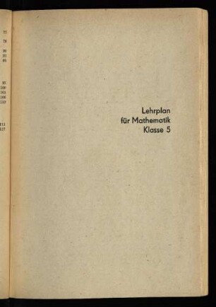 Lehrplan für Mathematik Klasse 5