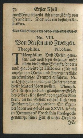 No. VIII. Von den Riesen und Zwergen.