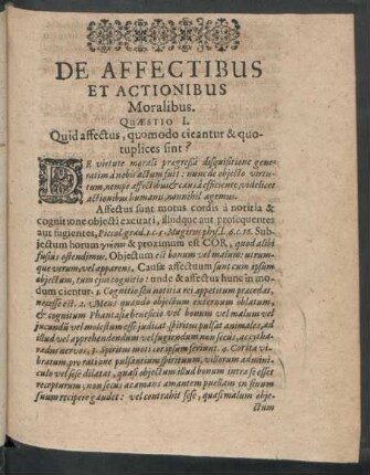 De Affectibus Et Actionibus Moralibus. Quaestio I. - X.