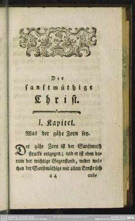 I. Kapitel. Was der gähe Zorn sey