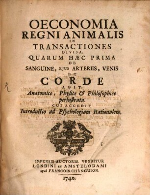 Oeconomia regni Animalis