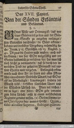 Das XVII. Capitel. Von der Sünden Erkäntnis und Bekäntnis