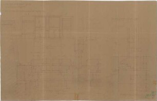 Fischer, Theodor; München - Freimann; Ledigenheim - Fenster zu den Schlafräumen (Grundriss, Ansicht, Schnitt)