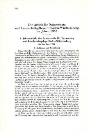 Jahresbericht der Landesstelle für Naturschutz und Landschaftspflege Baden-Württemberg für das Jahr 1955