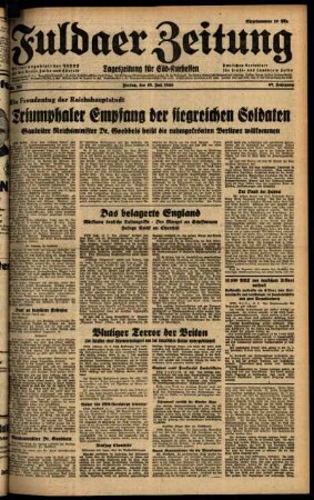 Ausgabe vom Freitag, den 19. Juli 1940.