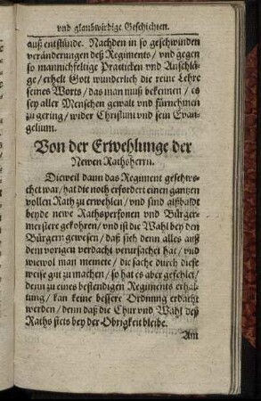 Von der Erwehlunge der Newen Rathsherrn.