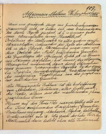 Allgemein Mathem. Philosophisches