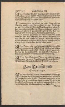 Von Trübsal und Creutz zu tragen.