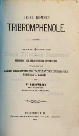 Über isomere Tribromphenole