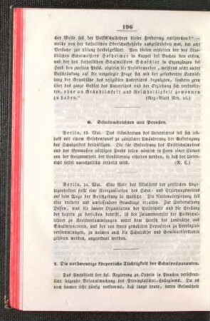 Schulnachrichten aus Preußen