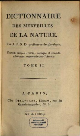Dictionnaire des merveilles de la nature, 2