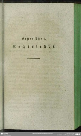 Erster Theil. Rechtslehre