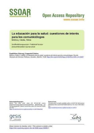 La educación para la salud: cuestiones de interés para los comunicólogos