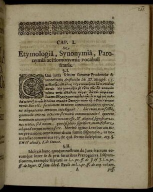 Cap. I. De Etymologia, Synonymia, Paronymia ac Homonymia vocabuli fratris.