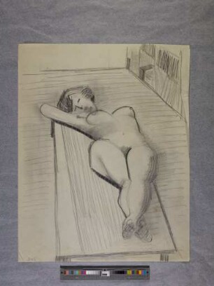 o. T. (liegender Frauenakt; aus dem Aktzeichnen an der Burg Giebichenstein Halle)