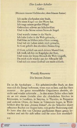 Wassilij Rosanow: Die letzten Zeiten