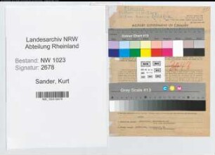Entnazifizierung Kurt Sander , geb. 05.09.1913 (Zollsekretaer)