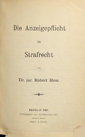 Die Anzeigepflicht im Strafrecht