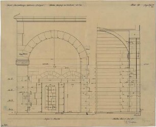 Fischer, Theodor; Stuttgart; Kunstausstellungsgebäude - Vorhallenabschluss Ost (Ansicht, Schnitt)