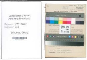 Entnazifizierung Georg Schuette , geb. 15.09.1904 (Zollsekretaer)