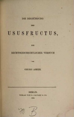Rechtsgeschichtliche Studien, I