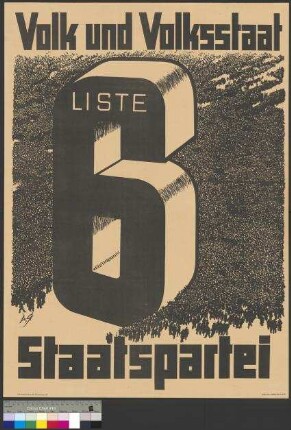 Plakat der Deutschen Staatspartei (DStP) zur                                         Reichstagswahl am 14. September 1930