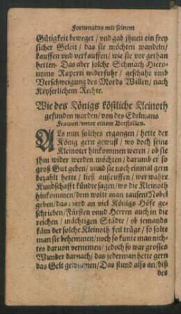 Wie deß Königs köstliche Kleinoth gefunden worden/ von des Edelmans Frawen/ unter einem Betstollen.