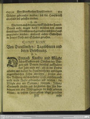 Caput XXXIV. Von Dienstbothen, Tagelöhnern und deren Belohnung