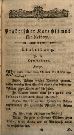 Praktischer Katechismus für Aeltern