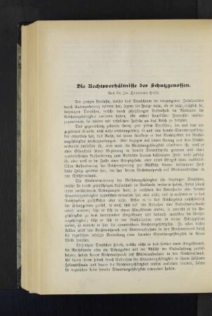Die Rechtsverhältnisse der Schutzgenossen.