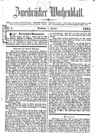 Zweibrücker Wochenblatt. 1855, 1855
