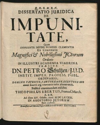 Dissertatio Iuridica De Impunitate